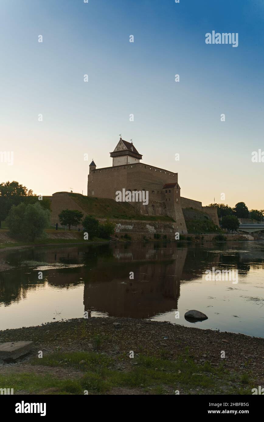 Narva Castle on the border of Estonia and Russia. Stock Photo