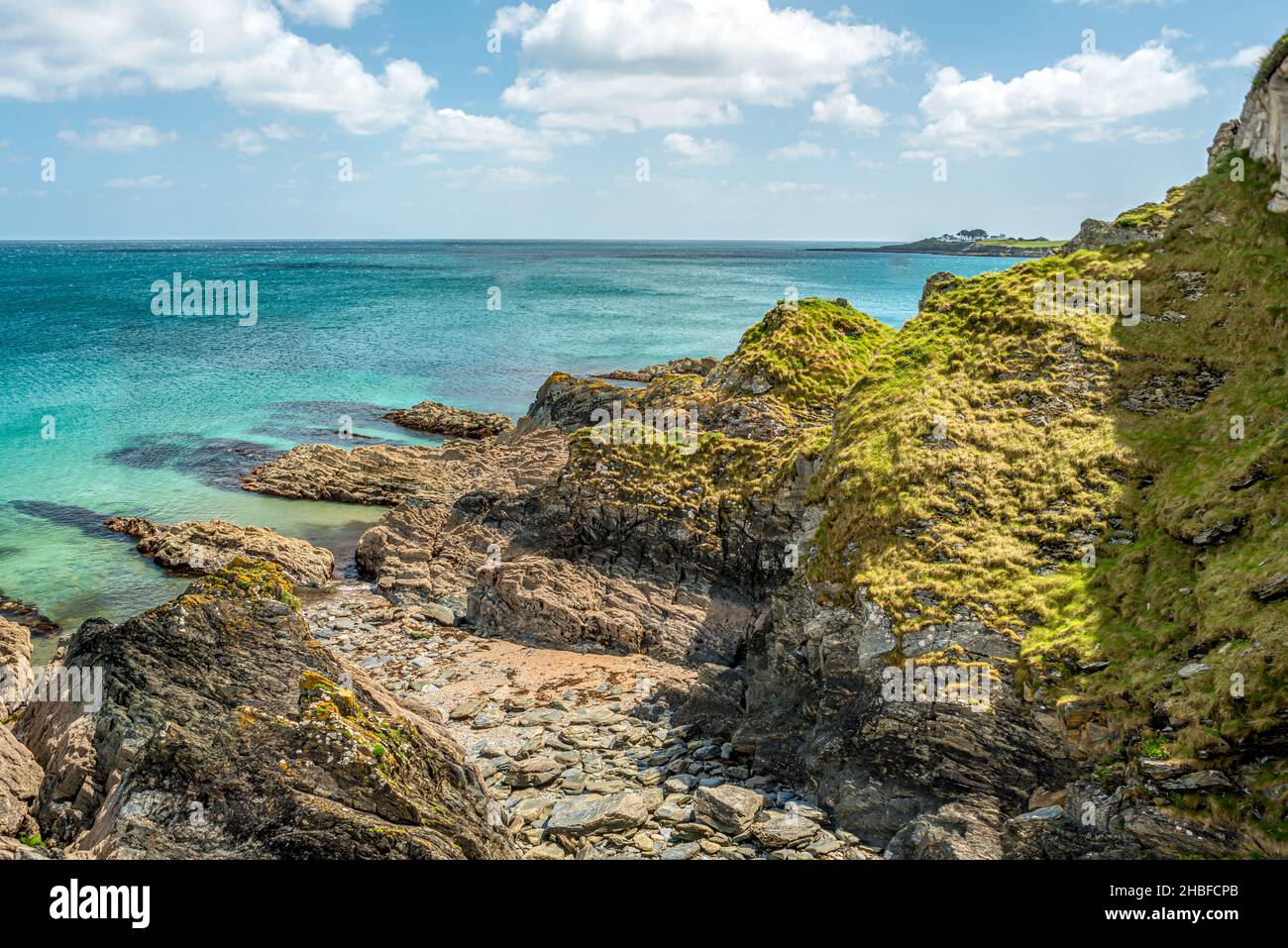 Scenic coastline near the fishing village Mevagissey in Cornwall, England, UK Stock Photo