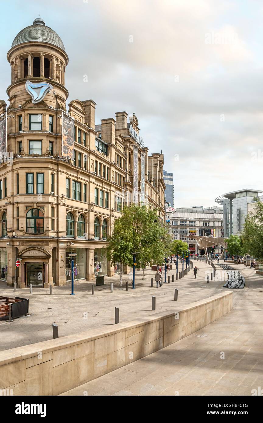 Historical Buildings at the Exchange Square in Manchester, England, UK Stock Photo
