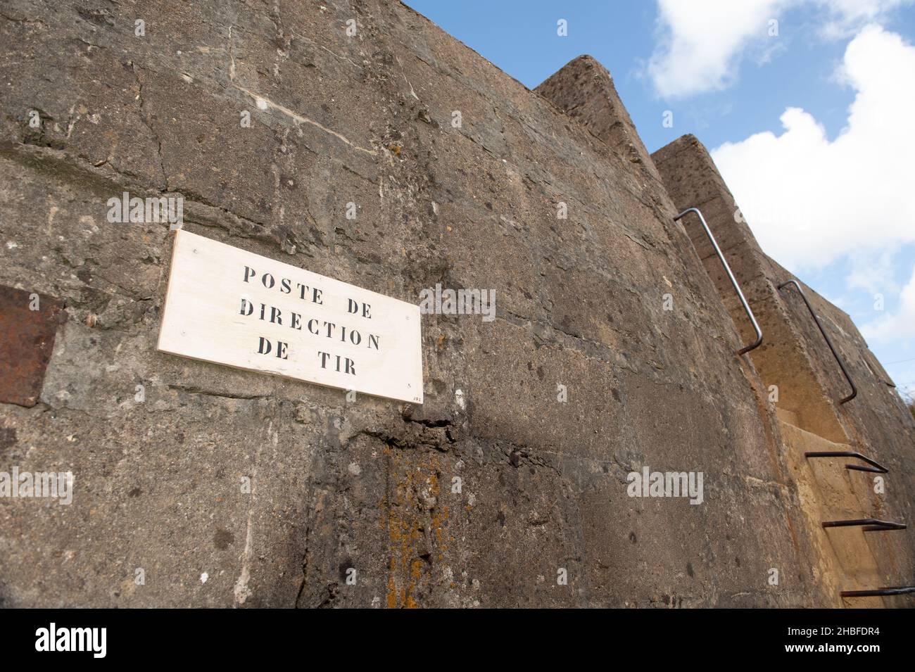Sign on side of bunker, with metal ladder on the side Stock Photo - Alamy