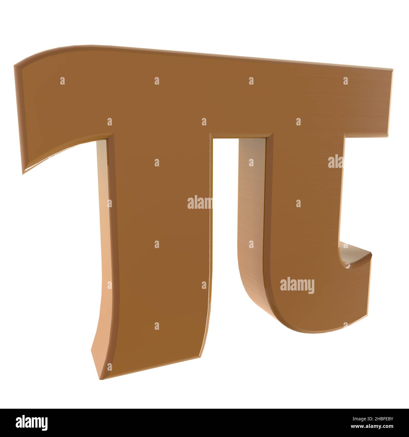 A 3d digital illustration of the brown number pi on a white background Stock Photo