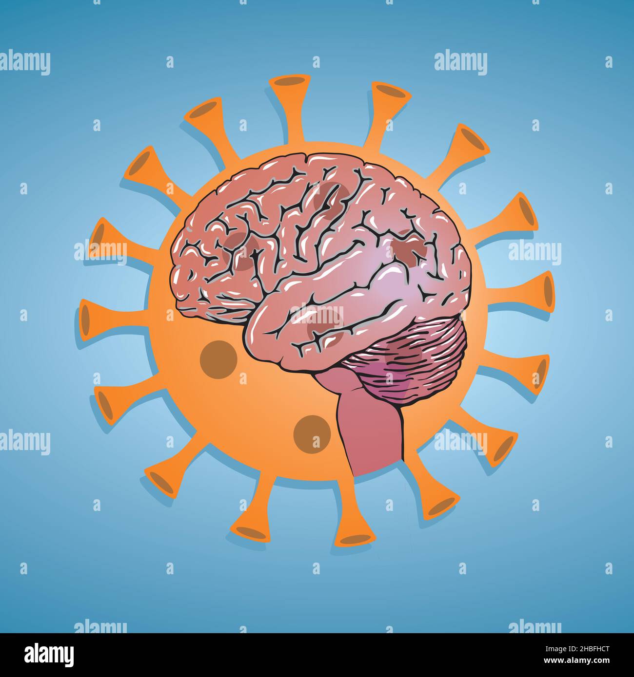 Cornavirus with brain. Vector illustration. EPS10. Stock Vector