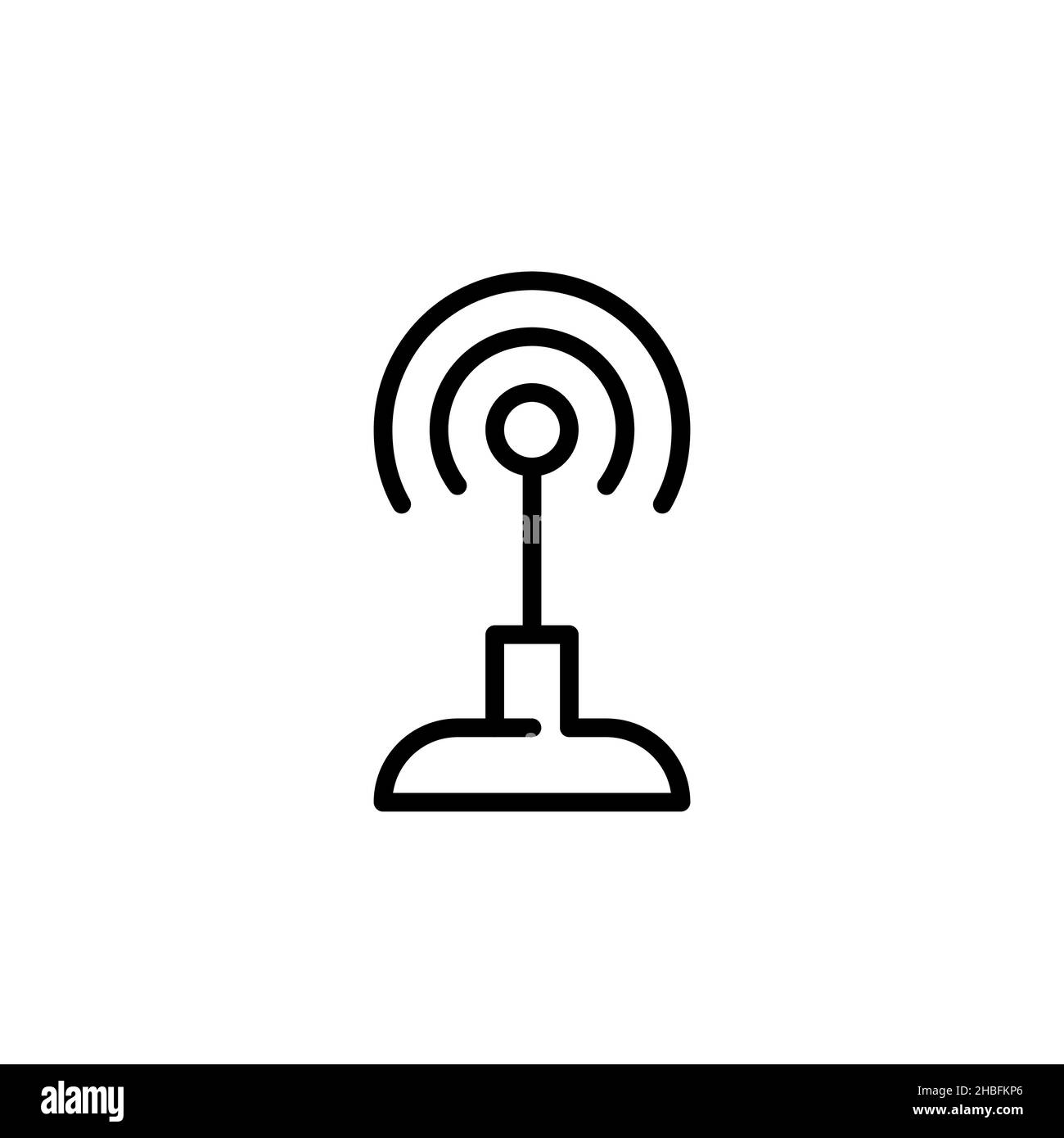 Radio beacon. Wireless connection router. Pixel perfect, editable stroke icon Stock Vector