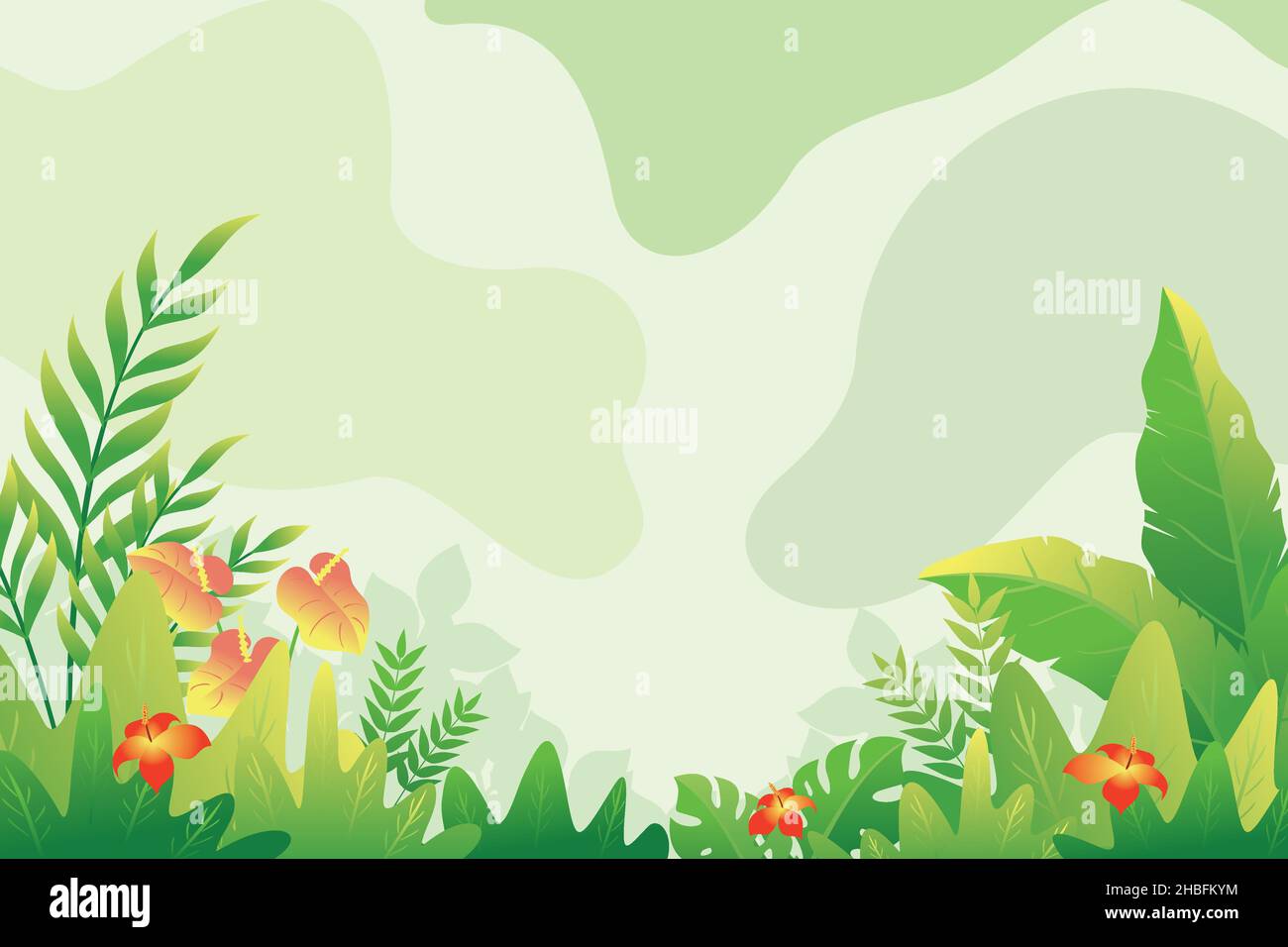 Tropical Nature background, beautiful tropical jungle illustration ...