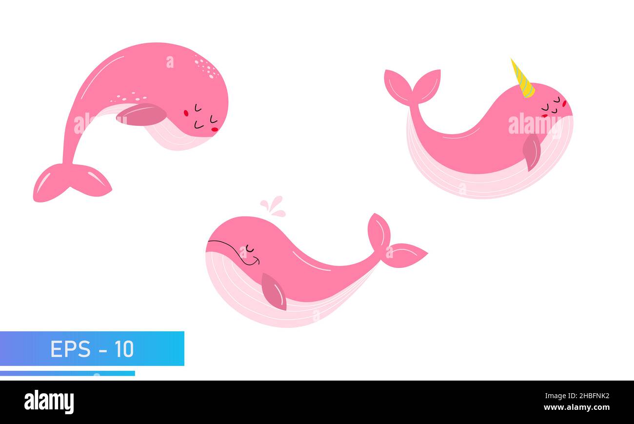 Set of cute pink whale in delicate pink colors and splashes water. Proud and sweet. Vector illustration Stock Vector Image & Art - Alamy Set of cute pink whale in delicate pink colors and splashes water. Proud and sweet. Vector illustration Stock Vector Image & Art - Alamy