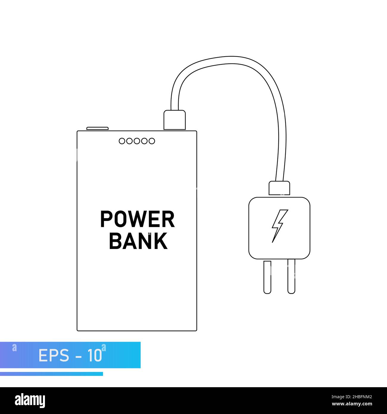 The power bank is charged from the power supply from the electrical