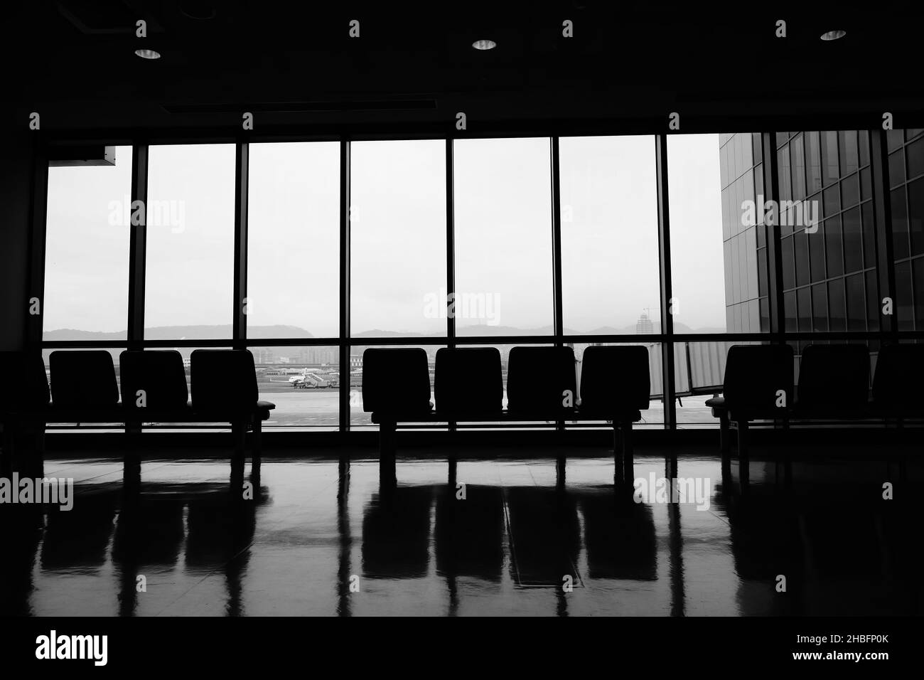 Waiting room of the Taipei Songshan Airport at Taiwan Stock Photo
