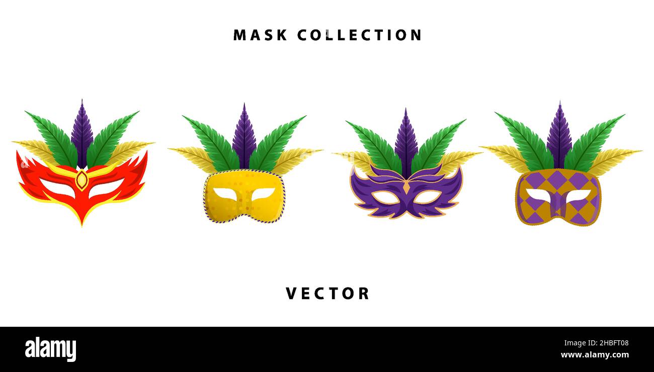mask collection vector design illustration for mardi gras Stock Vector