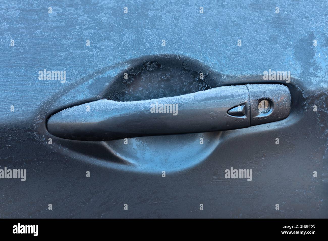 Picture of a frozen grey car door handle Stock Photo Alamy