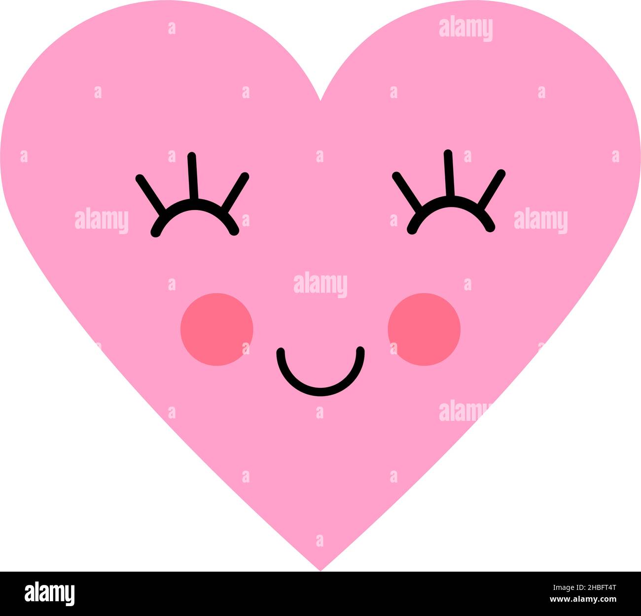 Cute heart emoji. Smiling face icon. Smiley. Valentine day postcard. Trendy heart face shape. Color print for clothes, textile and other Stock Vector