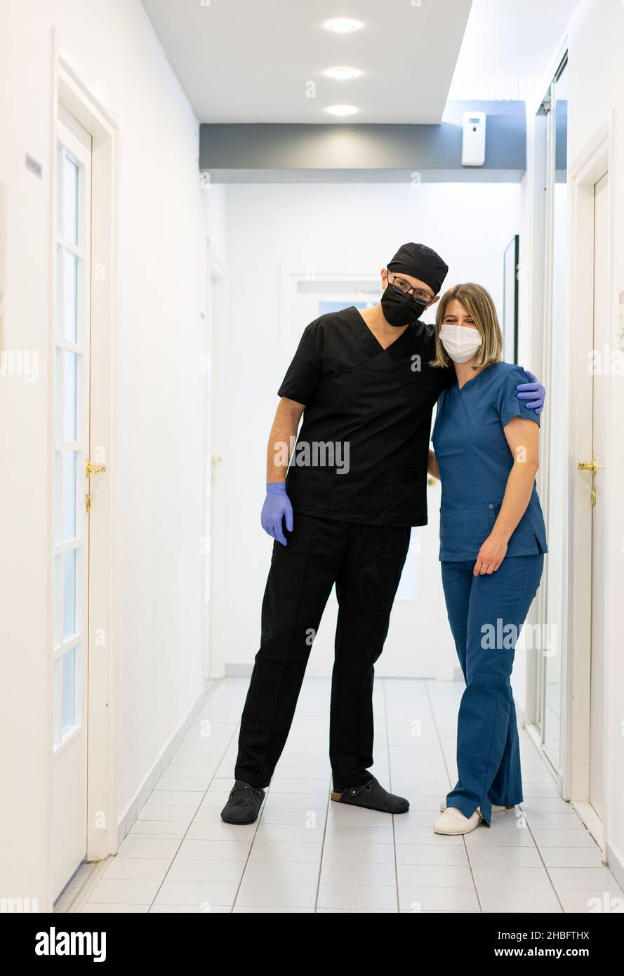 Male and female doctors in hospital , quality photo  Stock Photo