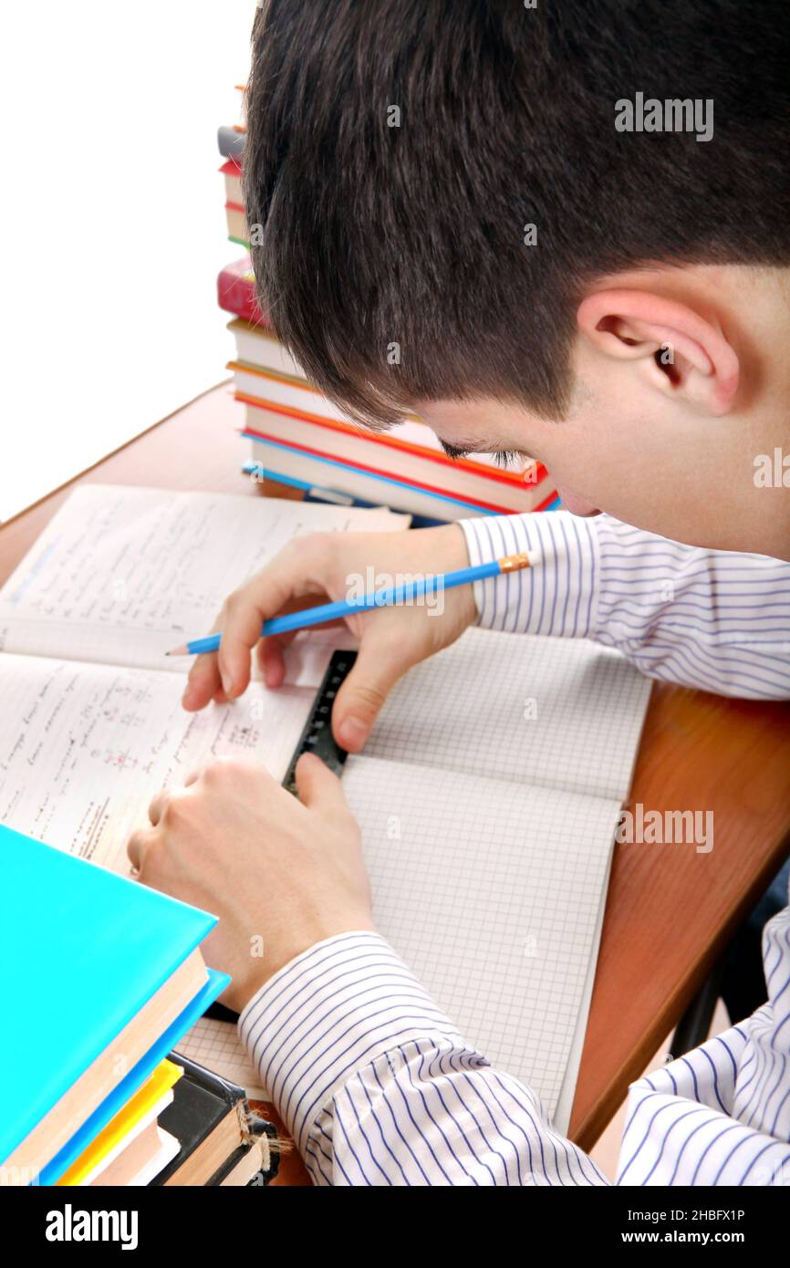 Getting Ready For Testing Student preparing for Exam at the School Desk Stock Photo - Alamy