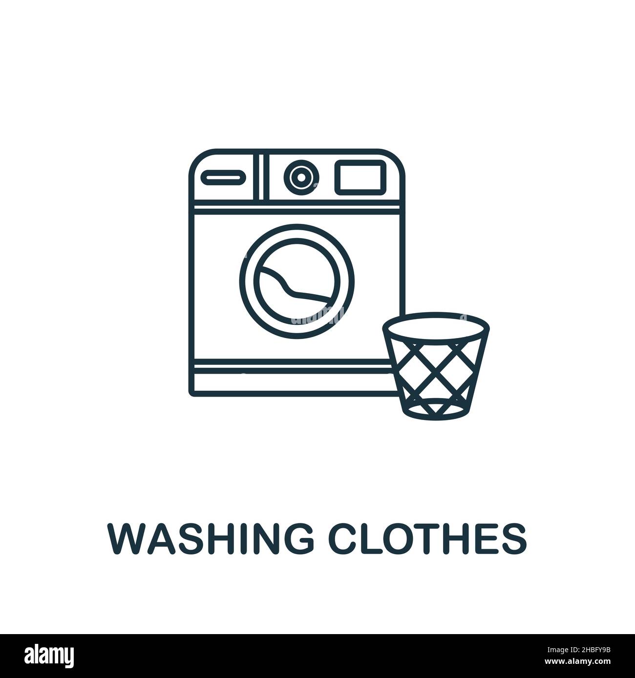 Washing Clothes icon. Line element from cleaning collection. Linear Washing Clothes icon sign for web design, infographics and more. Stock Vector