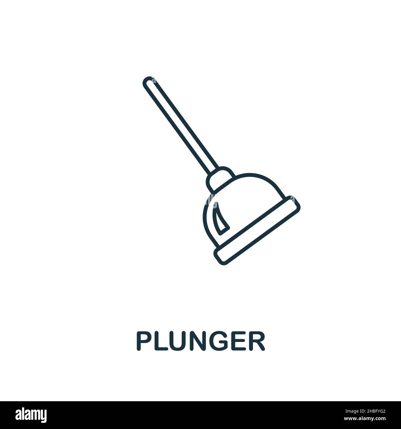 Plunger icon. Line element from cleaning collection. Linear Plunger ...