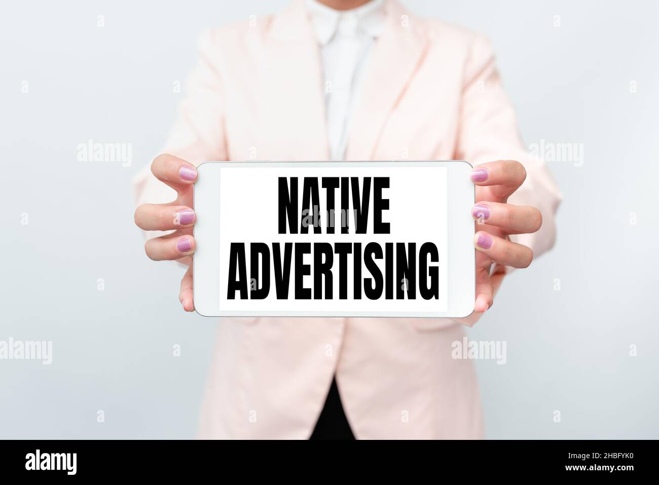 Sign displaying Native Advertising. Word for Online Paid Ads Match the Form Function of Webpage Presenting New Technology Ideas Discussing Stock Photo