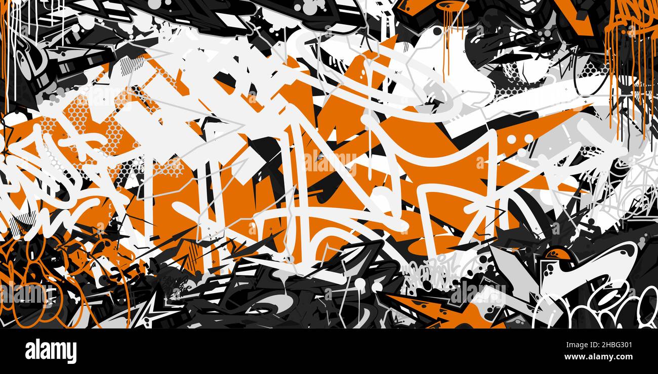 Black And Orange And White Abstract Hip Hop Street Art Graffiti Style ...