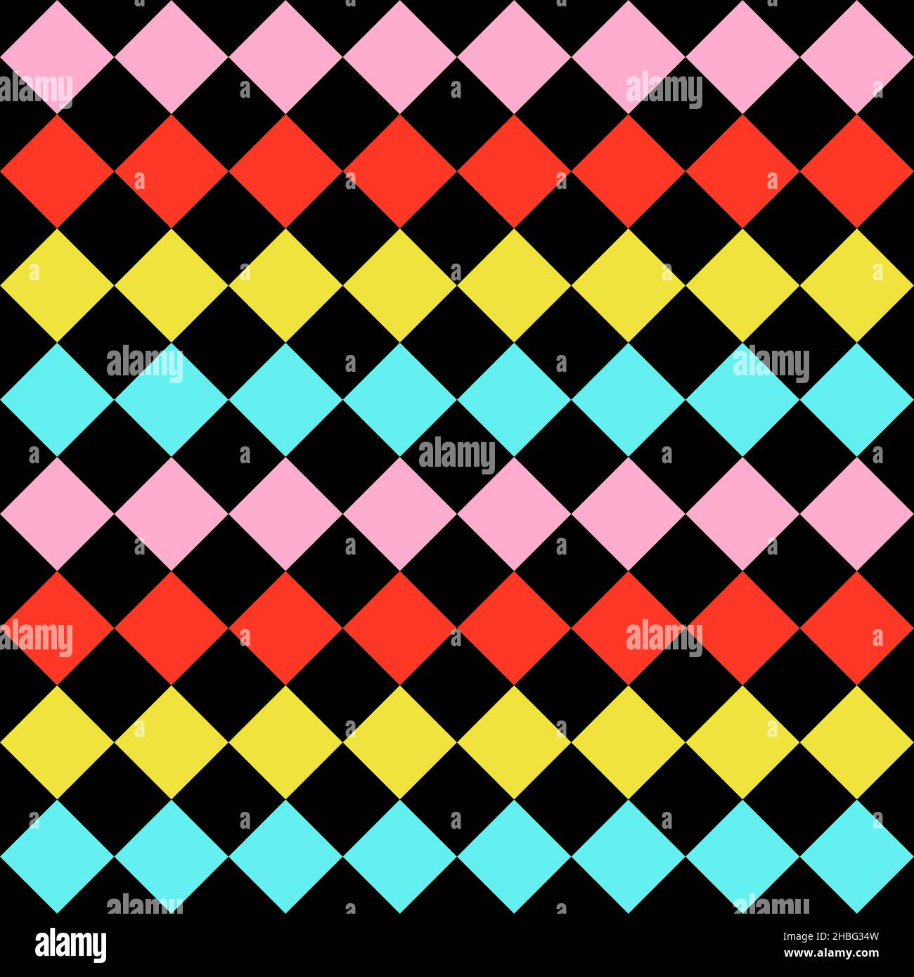 Seamless pattern. Black background with colorful rhombuses . Vector illustration. Stock Vector