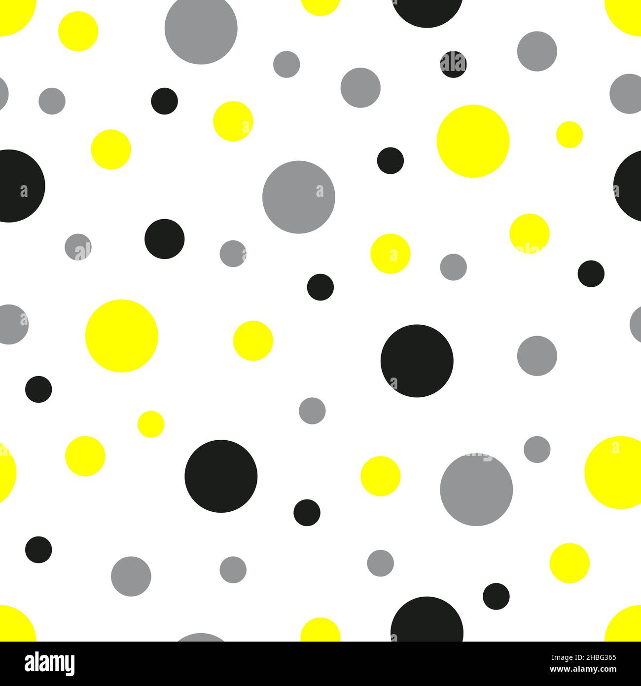 Seamless pattern. White background with gray yellow black circles . Vector. Stock Vector