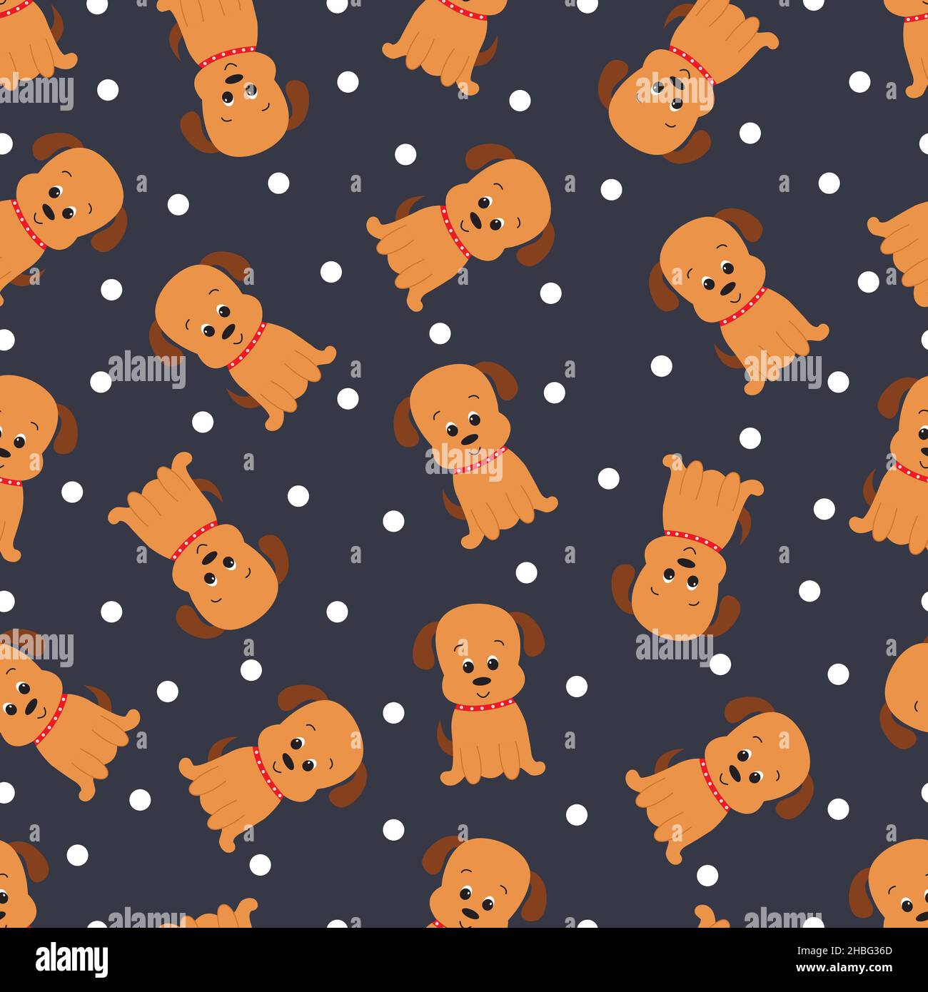 Seamless pattern with cute cartoon dog. Vector illustration Stock ...