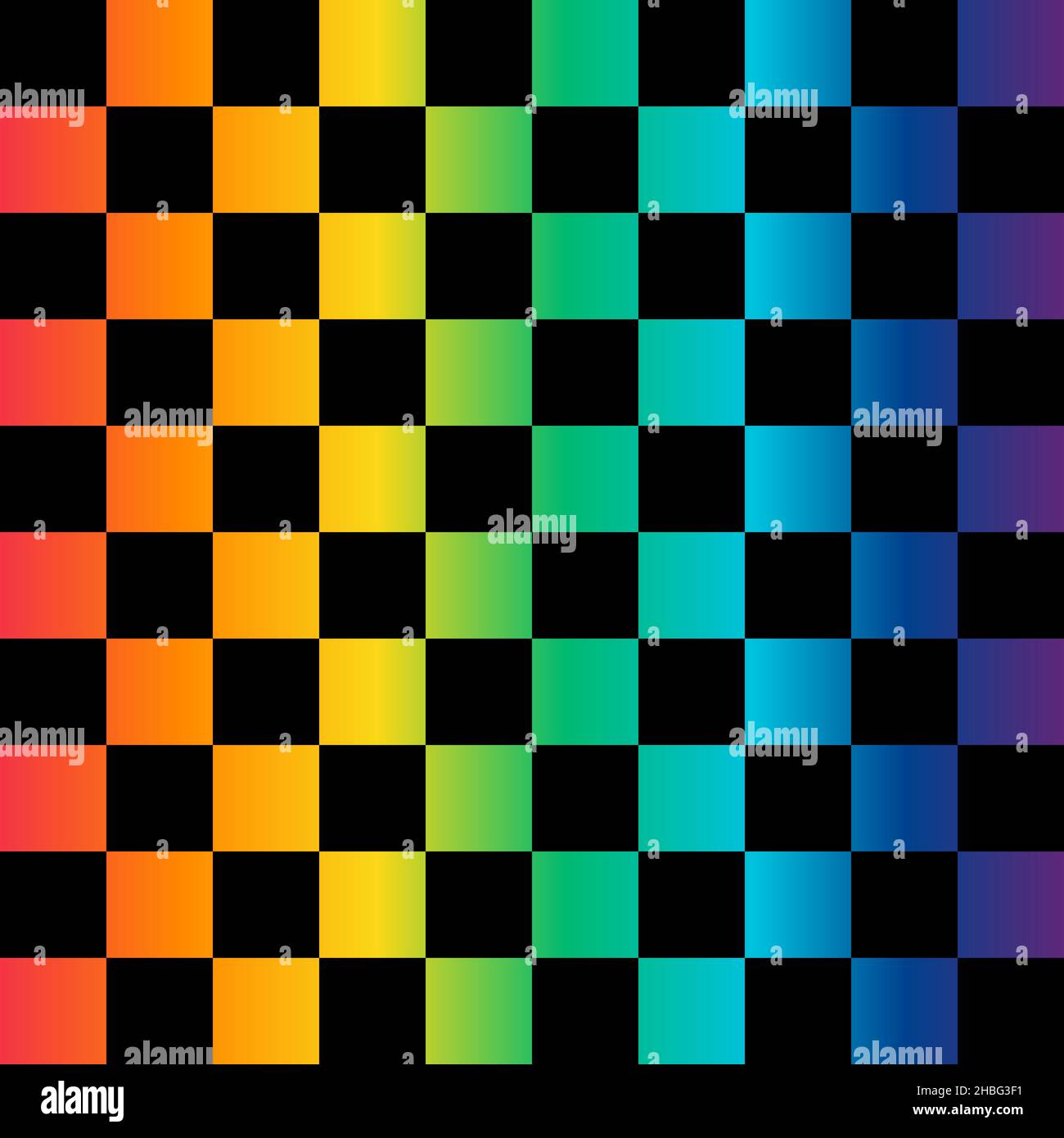 Black and rainbow squares seamless pattern.Checkered flag. Vector illustration. Stock Vector