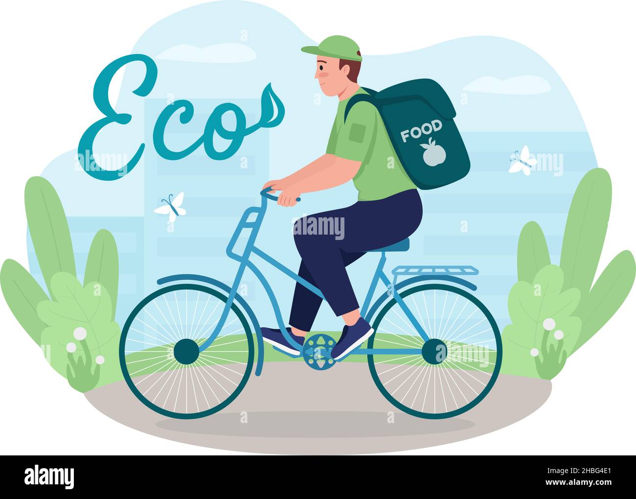 Eco friendly delivery 2D vector isolated illustration Stock Vector