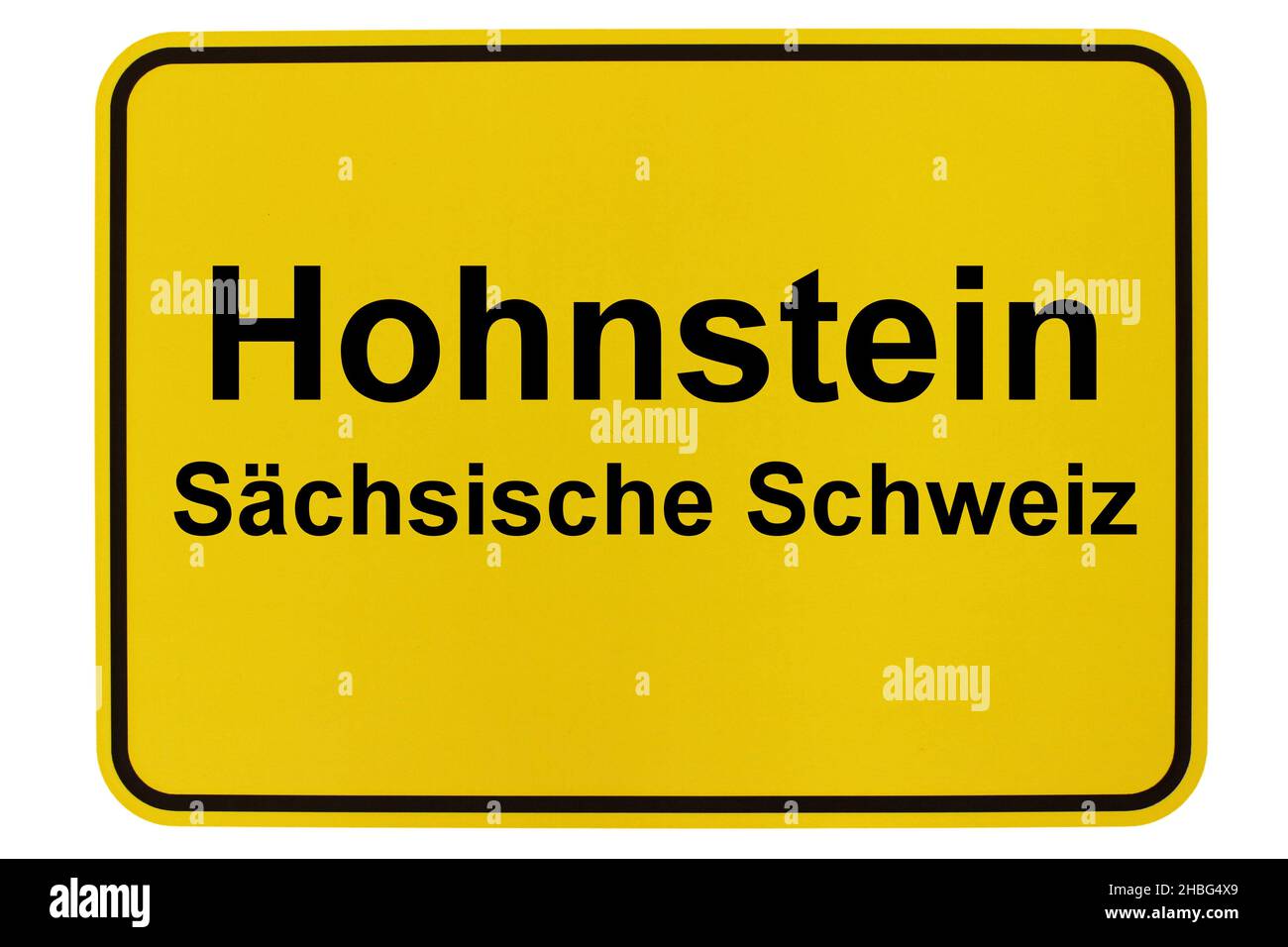 Illustration eines Stadteingangsschildes der Stadt Hohnstein in Sachsen Stock Photo
