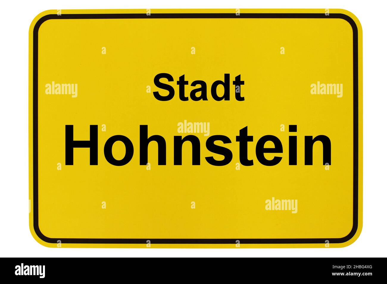 Illustration eines Stadteingangsschildes der Stadt Hohnstein in Sachsen Stock Photo
