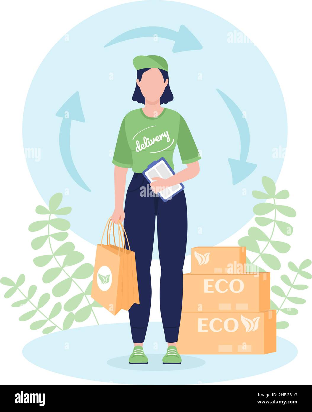 Sustainable delivery flat concept vector illustration Stock Vector