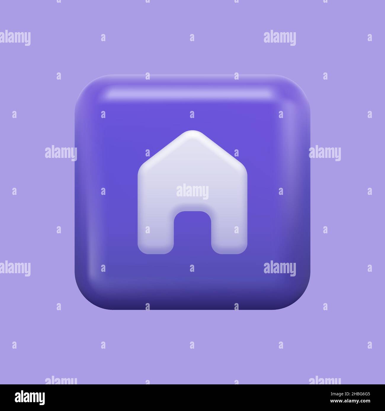 Purple Simple Home Icon. 3D Isolated Button. Vector illustration Stock Vector