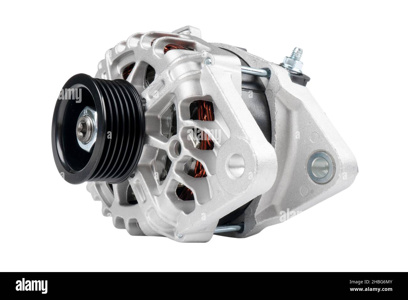 Power generator isolated on white background. New car generator with