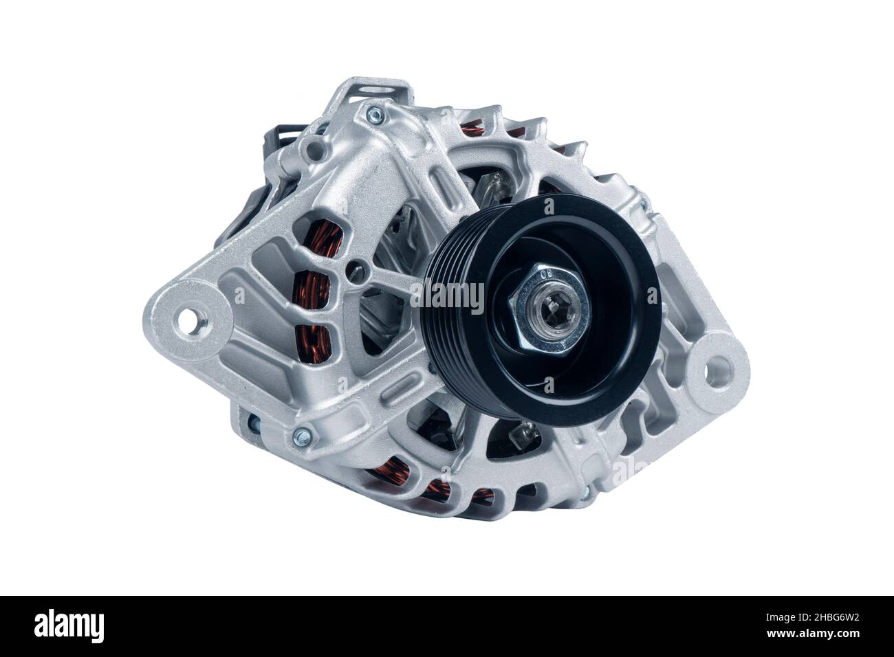 Power generator isolated on white background. New car generator with