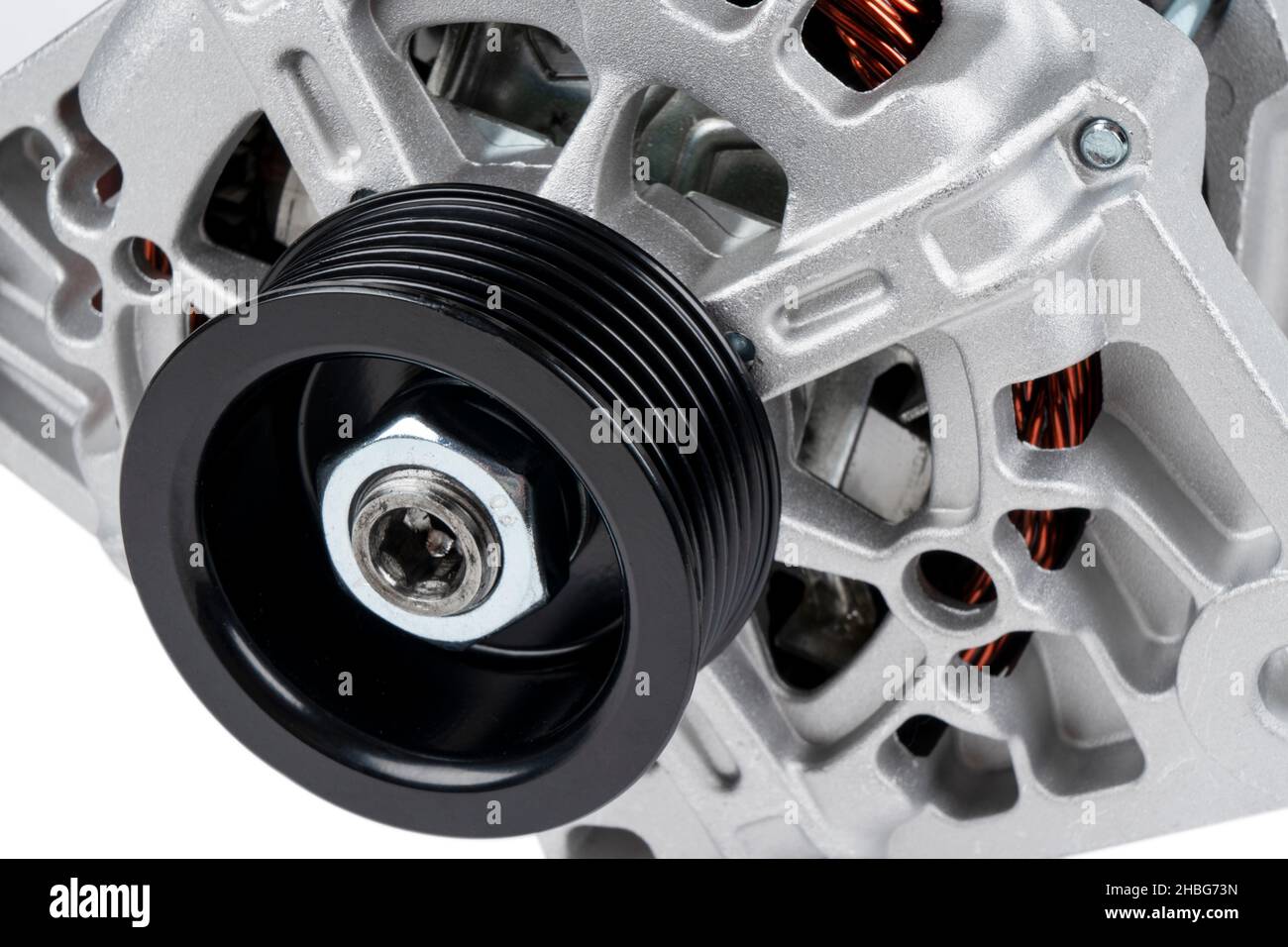 Power generator isolated on white background. New car generator with