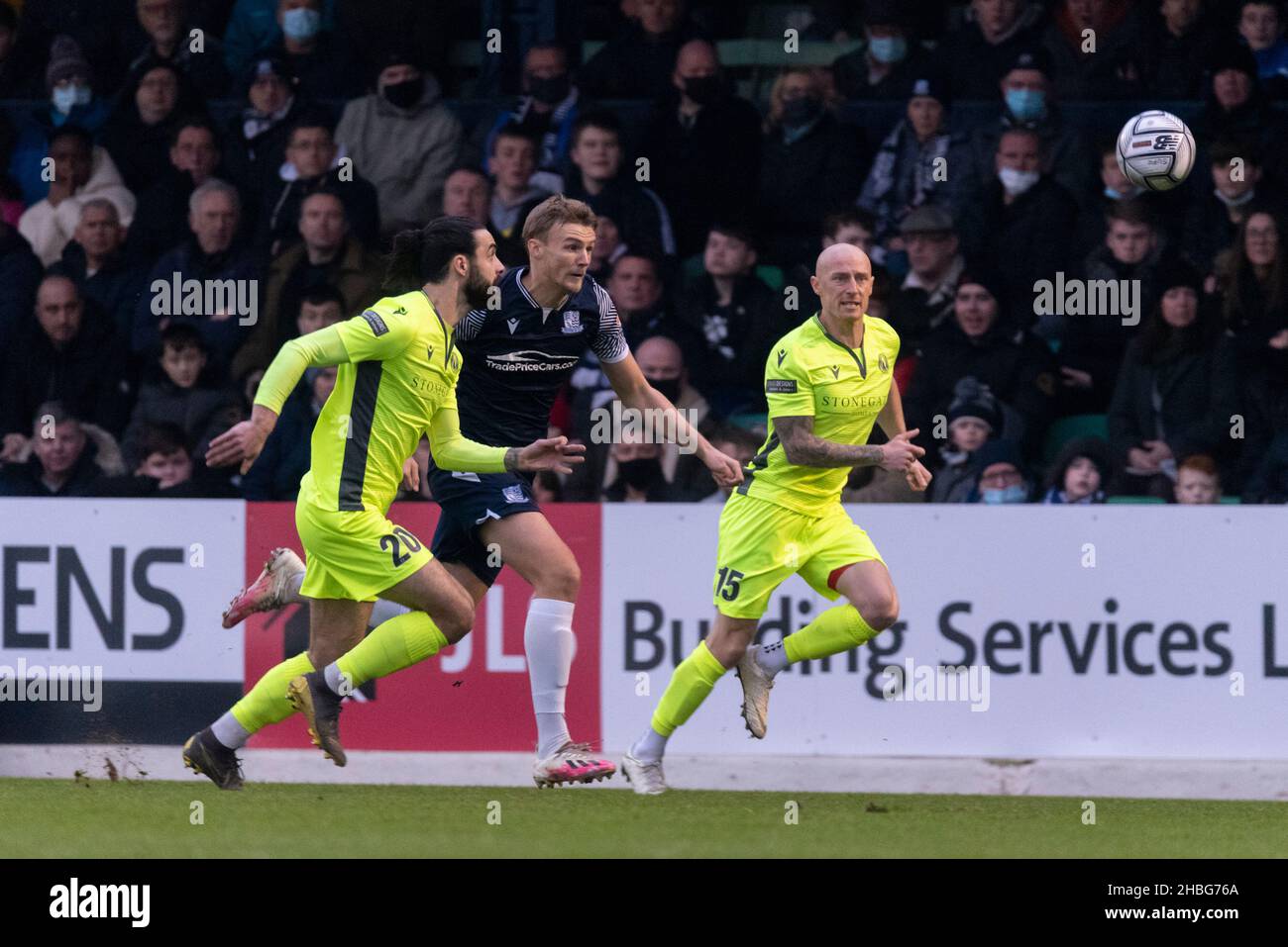 Sam Dalby playing for Southend in the FA Trophy 3rd round at Roots Hall, Southend United v Dorking Wanderers football match. Challenging Stock Photo