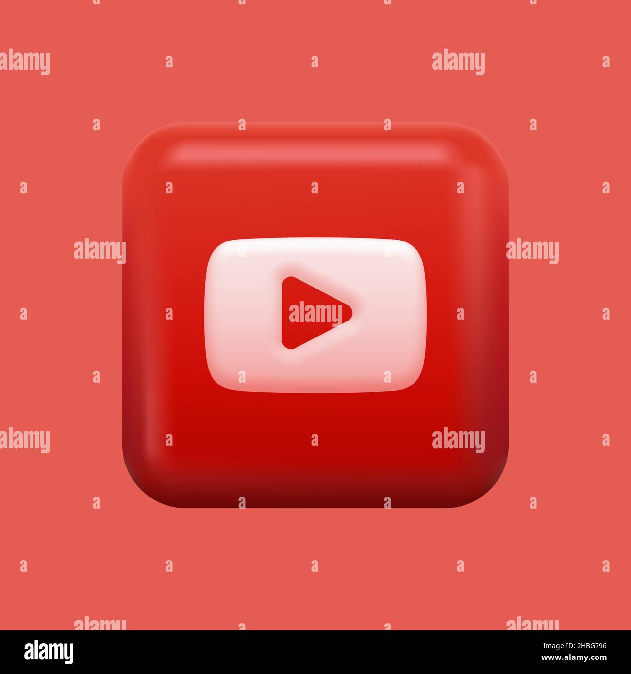 Red Video Platform Icon. Isolated 3D Play Button. Vector illustration Stock Vector