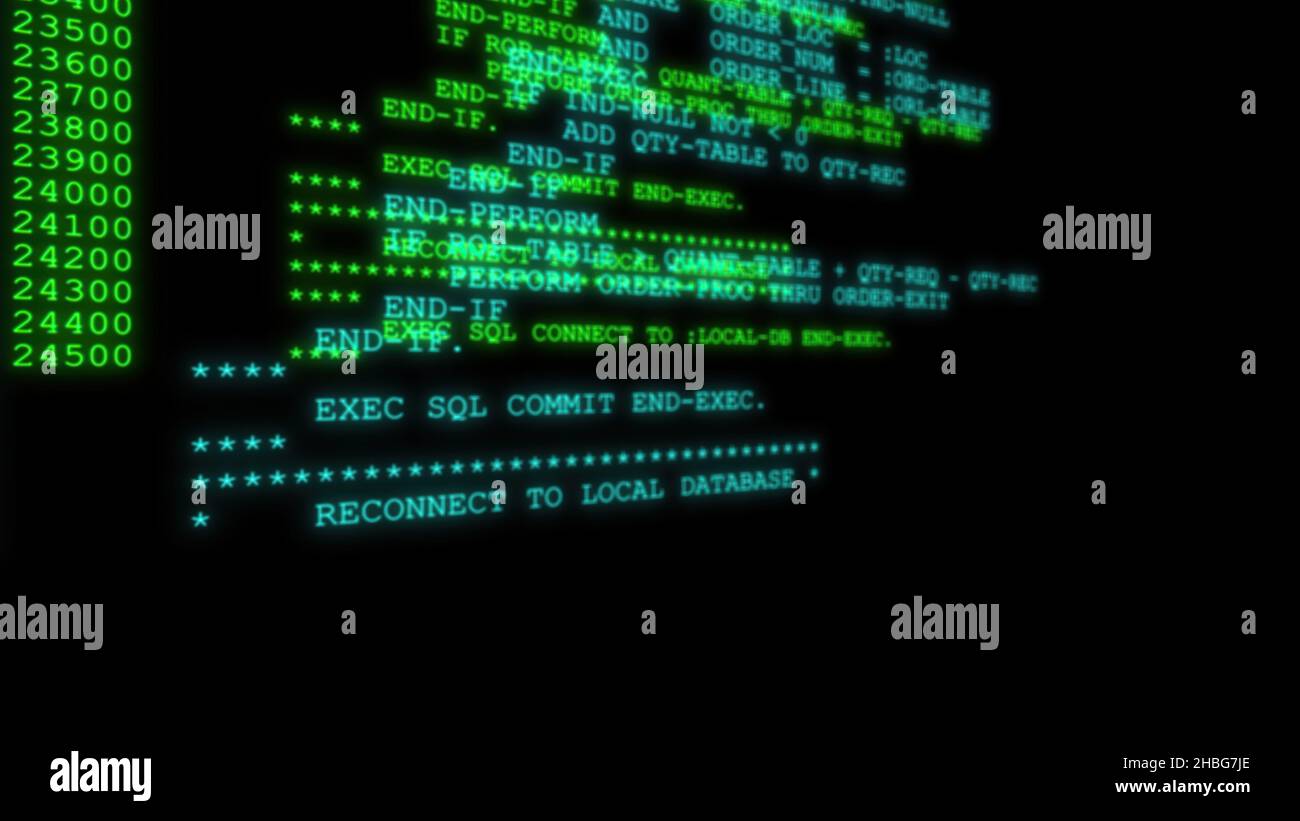 3d illustration - Hacker code running down a computer screen terminal Stock Photo