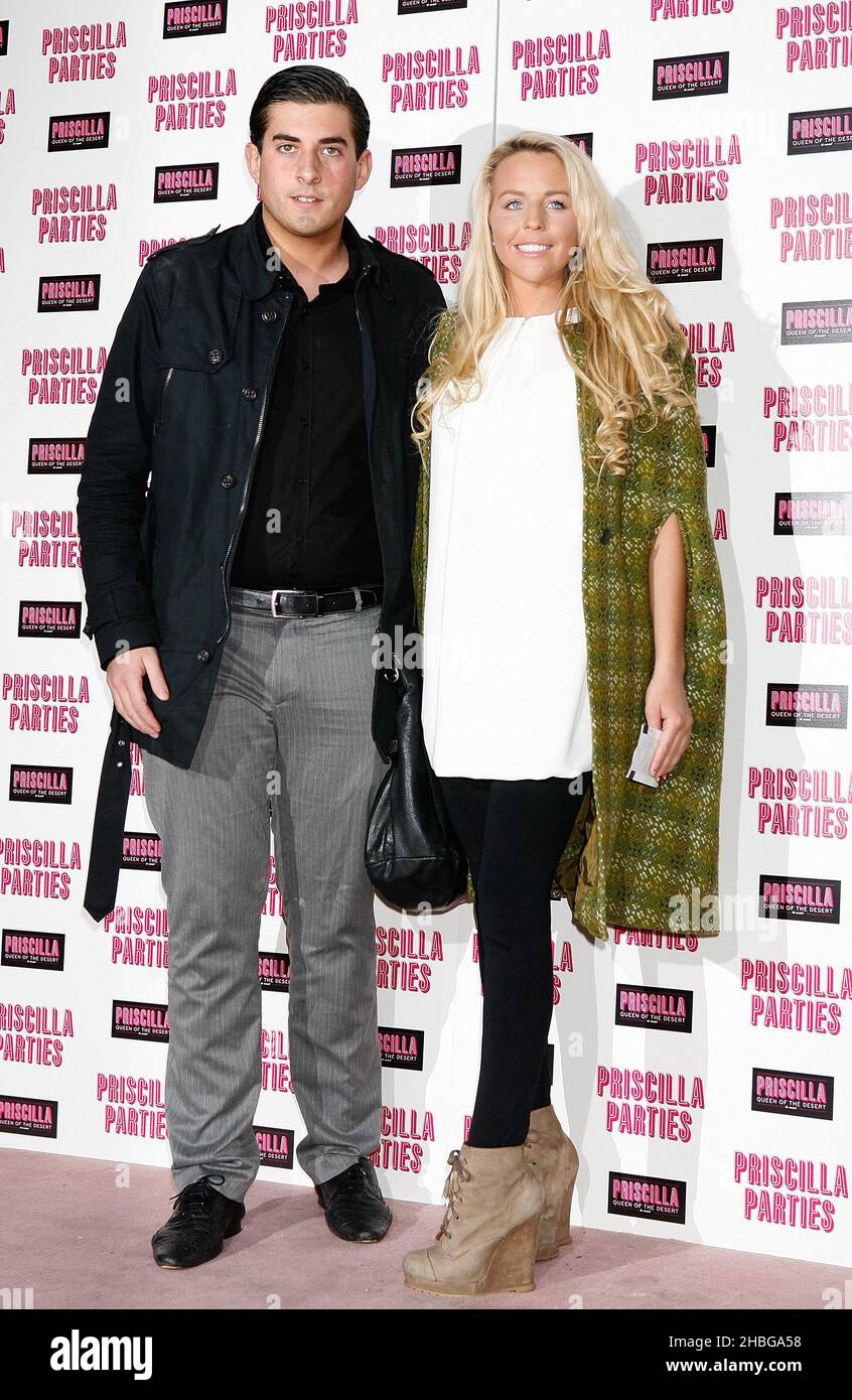 James 'Arg' Argent and Lydia Bright of TV show 'The Only Way Is Essex' attend the Priscilla Parties at the Palace Theatre in London Stock Photo