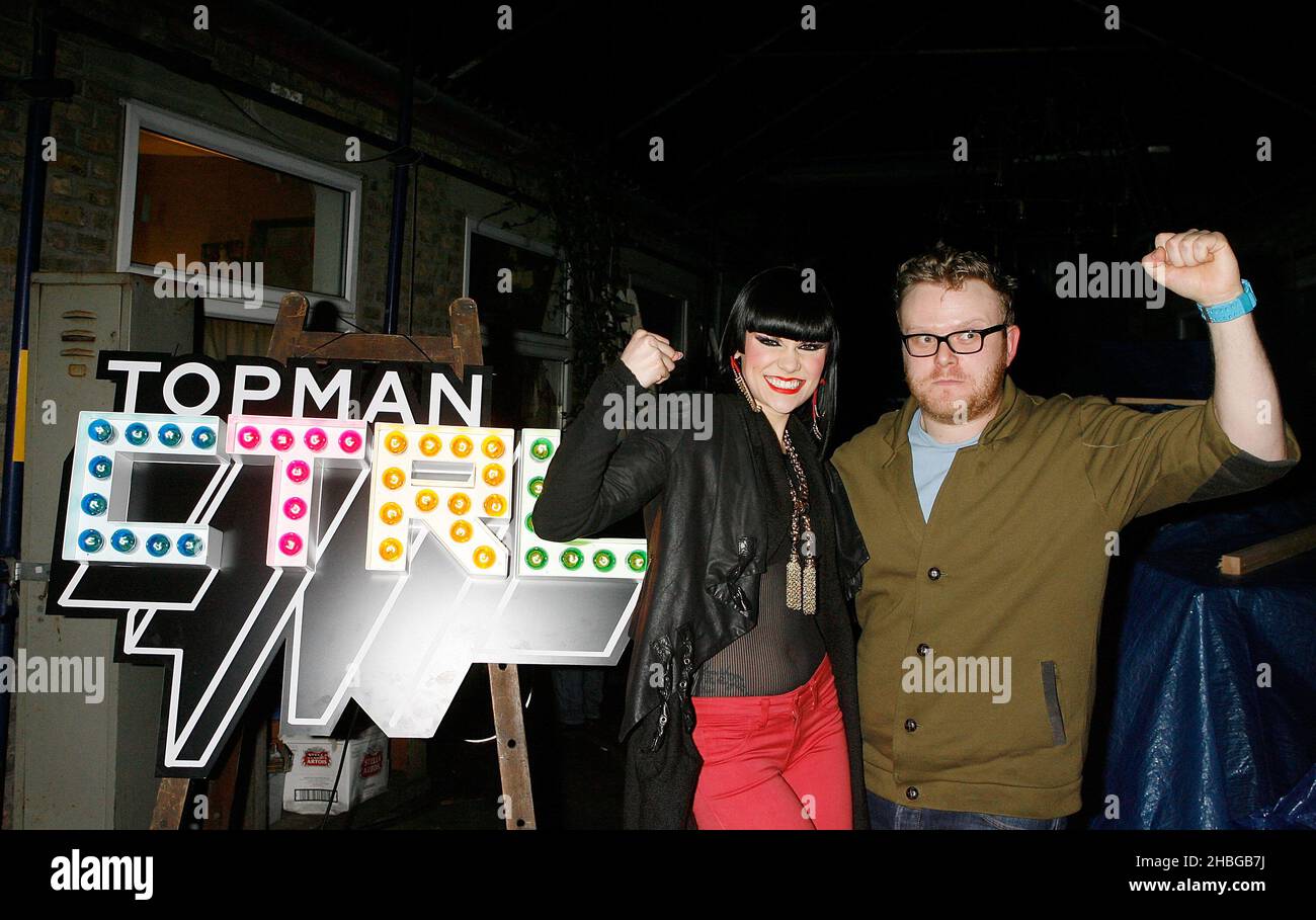 Jessie J with Huw Stephens at the Topman CTRL 4 MX event, held at Stoke Newington International Airport, London. Stock Photo