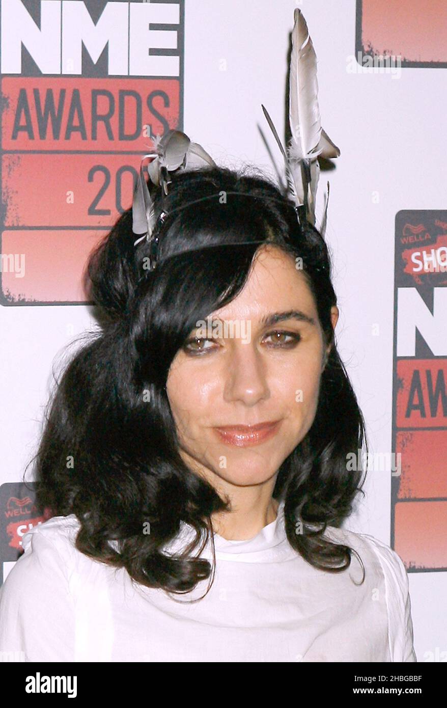 PJ Harvey arrives at the NME Awards Arrivals at the 02 Brixton Academy,London Stock Photo