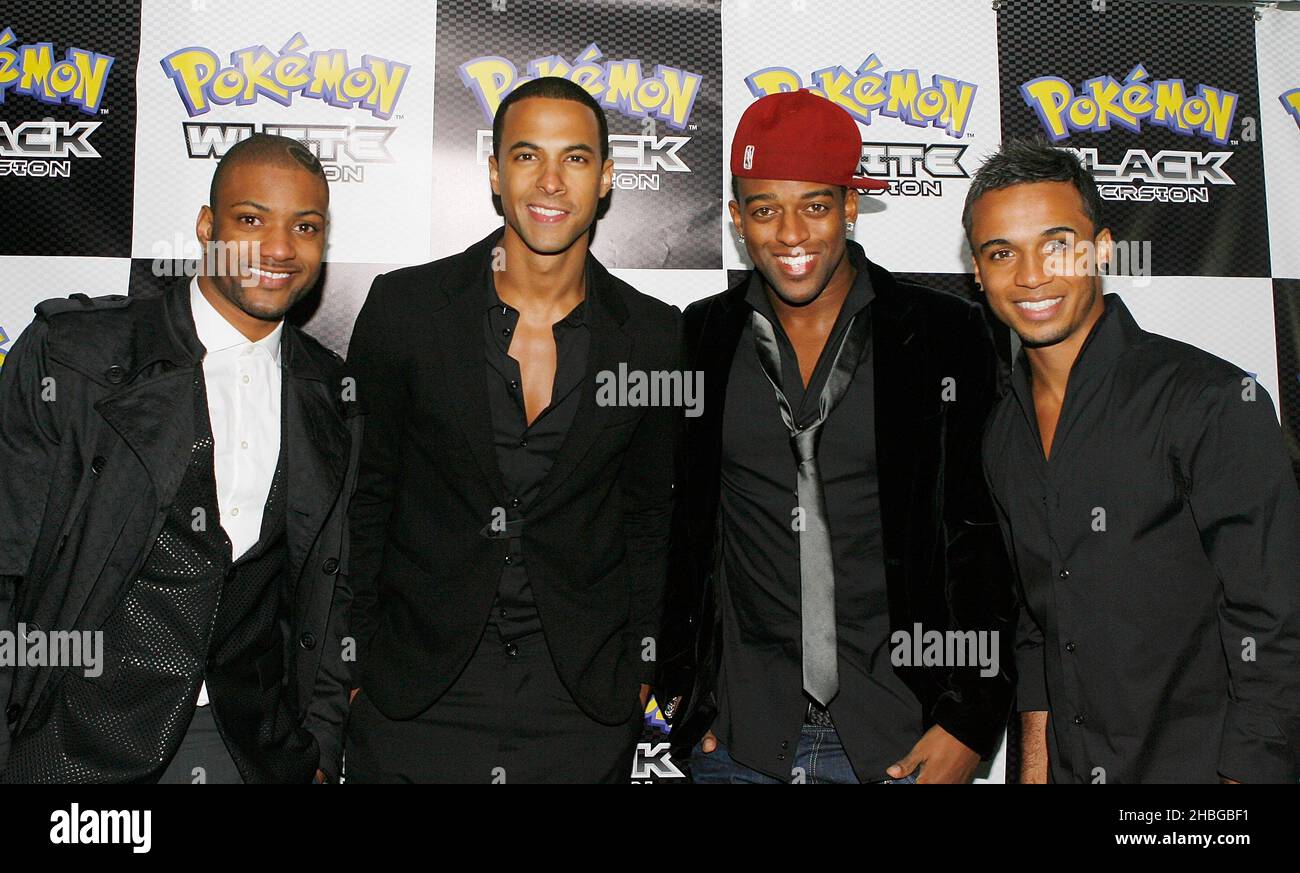 JLS attend the launch of new Pokemon games for the DS console at No 1 Leicester Square on March 3, 2011 in London. Stock Photo