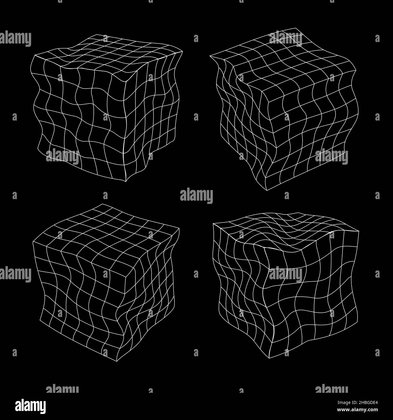 vector retro futuristic design elements 3D cube. Retro graphics set ...