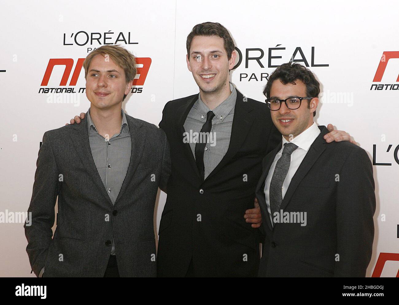 Joe Thomas, Blake Harrison and Simon Bird at the 2011 National Movie Awards at Wembley Arena, London Stock Photo