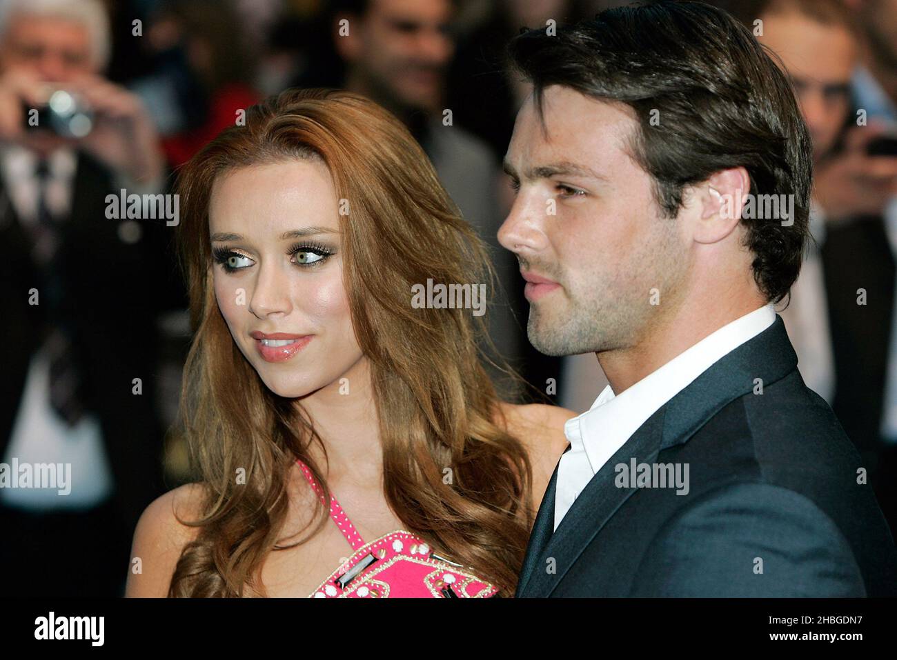 Una Healy and Ben Foden arrive at the UK Premiere of The Pirates of The Caribbean of Stranger Tides at the Vue Cinema in Westfield Shopping Centre in Central London. Stock Photo