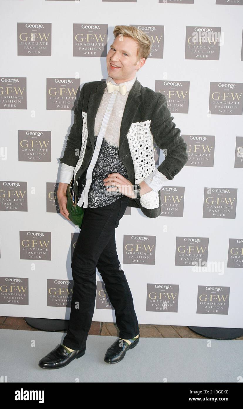 Henry Conway arrives at the Graduate Fashion Week Gala at Olympia 2, Earl's Court, London. Stock Photo