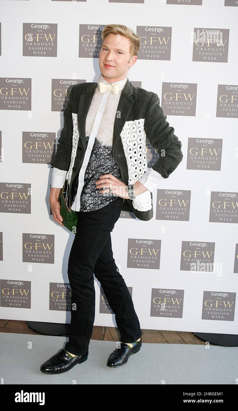 Henry Conway arrives at the Graduate Fashion Week Gala at Olympia 2, Earl's Court, London. Stock Photo