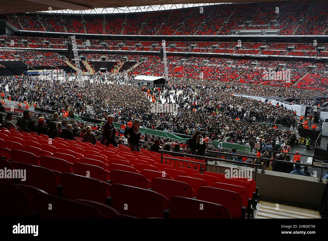 Wembley Stadium starts to fill up preceding Capital FM's Summertime Ball at Wembley Stadium, London. Stock Photo
