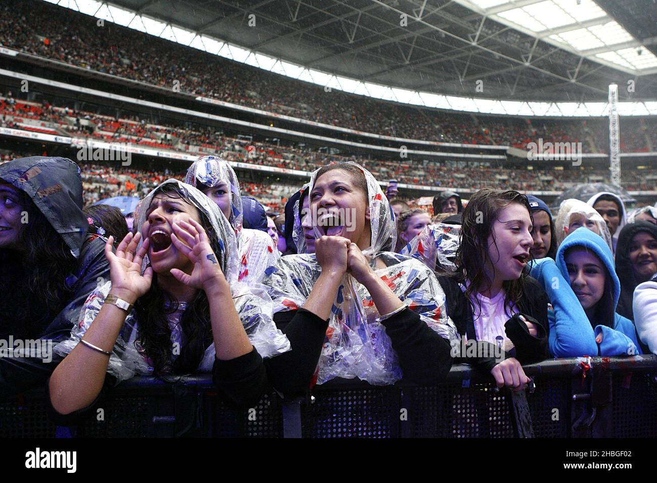 Fans pictured during capital fms summertime ball at wembley stadium hi