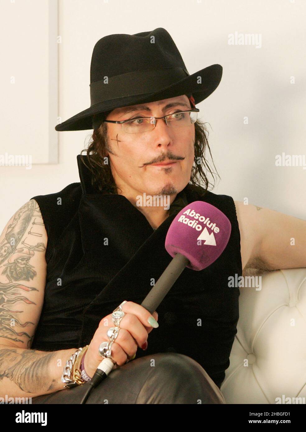 Adam Ant backstage during Absolute Radio interview at Hard Rock Calling at Hyde Park, London. Stock Photo