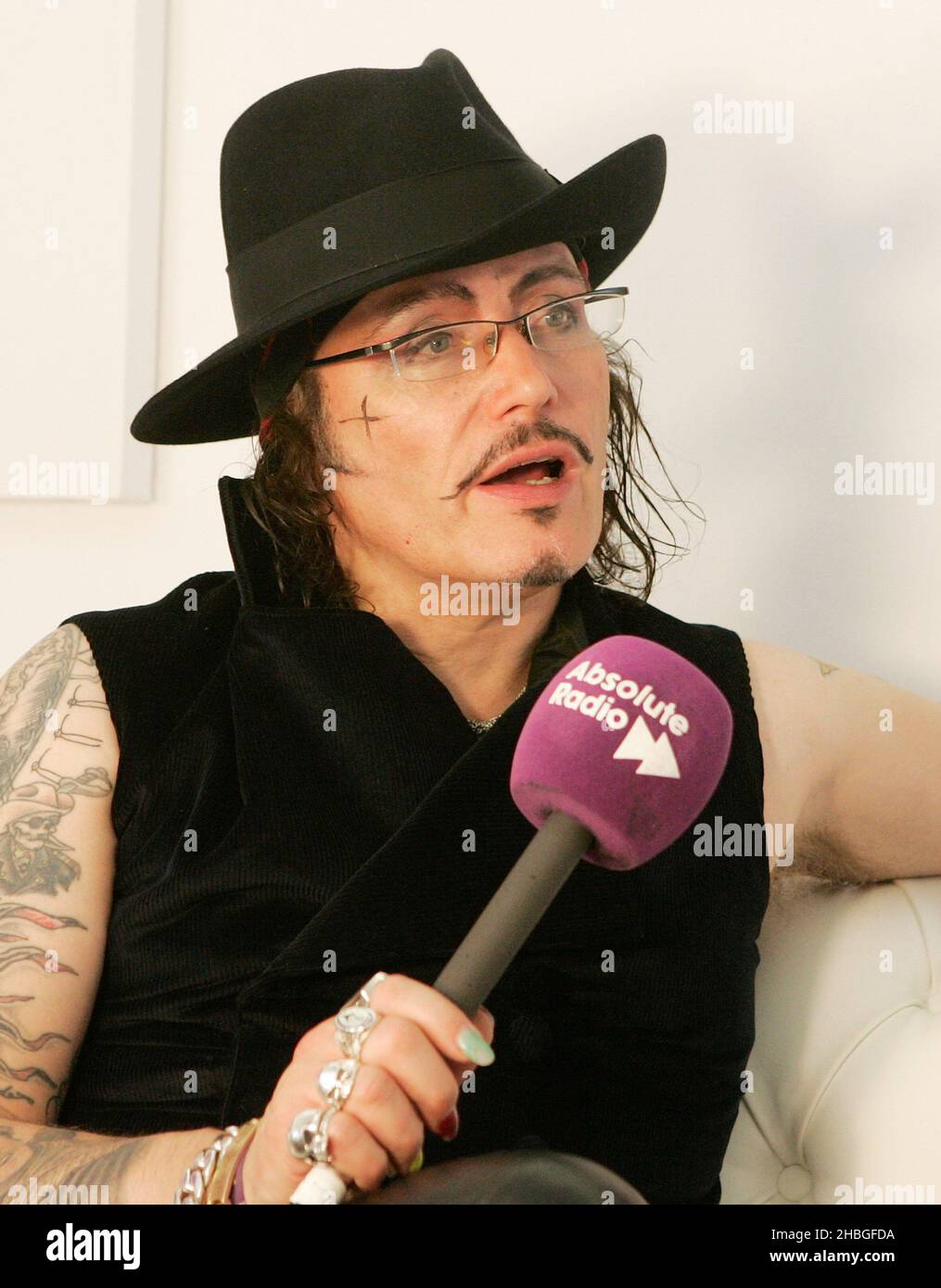 Adam Ant backstage during Absolute Radio interview at Hard Rock Calling at Hyde Park, London. Stock Photo