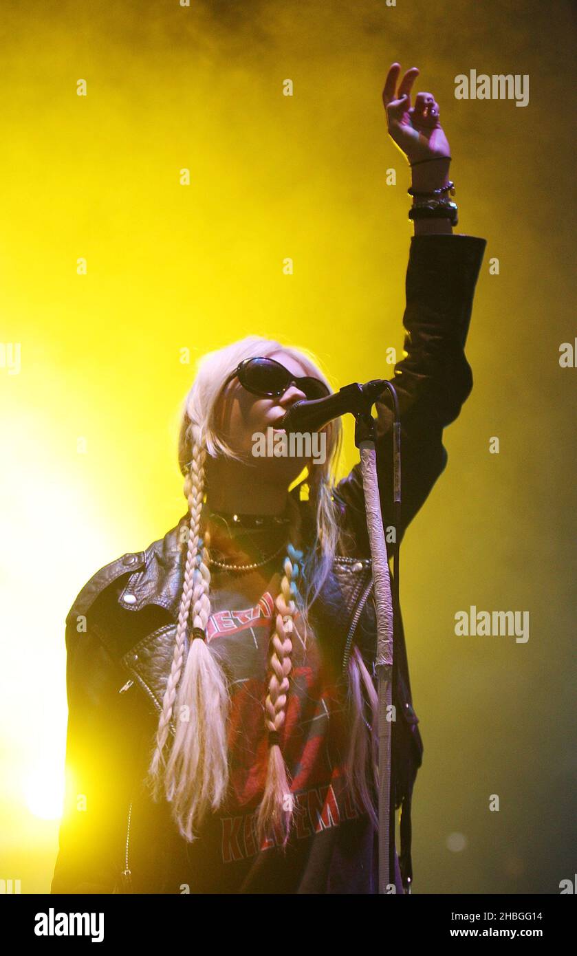 Taylor Momsen of Pretty Reckless performs at Wireless Festival, Hyde Park in London on July 03, 2011. Stock Photo