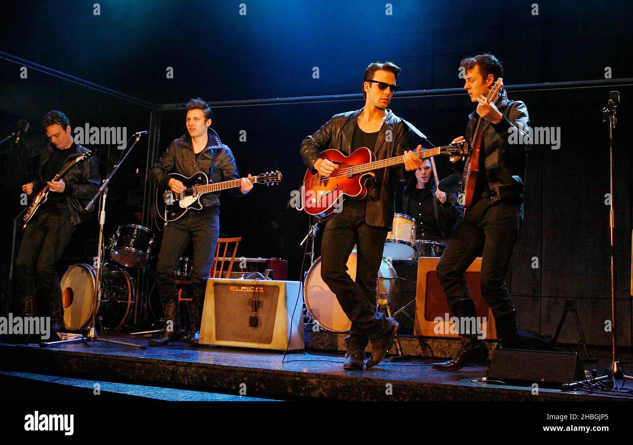 Backbeat (Beatles) perform on stage at the photocall at Duke of York ...